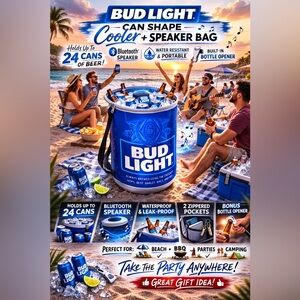 Bud Light backpack Cooler with Bluetooth speaker, bottle opener new in box